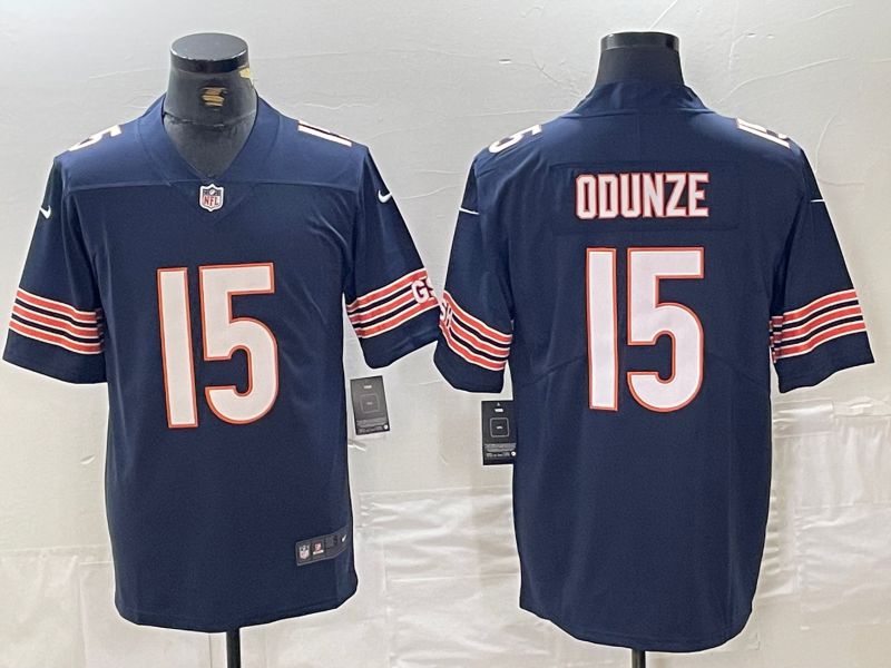 Men Chicago Bears #15 Odunze Blue Second generation 2024 Nike Limited NFL Jersey style 1->->NFL Jersey
